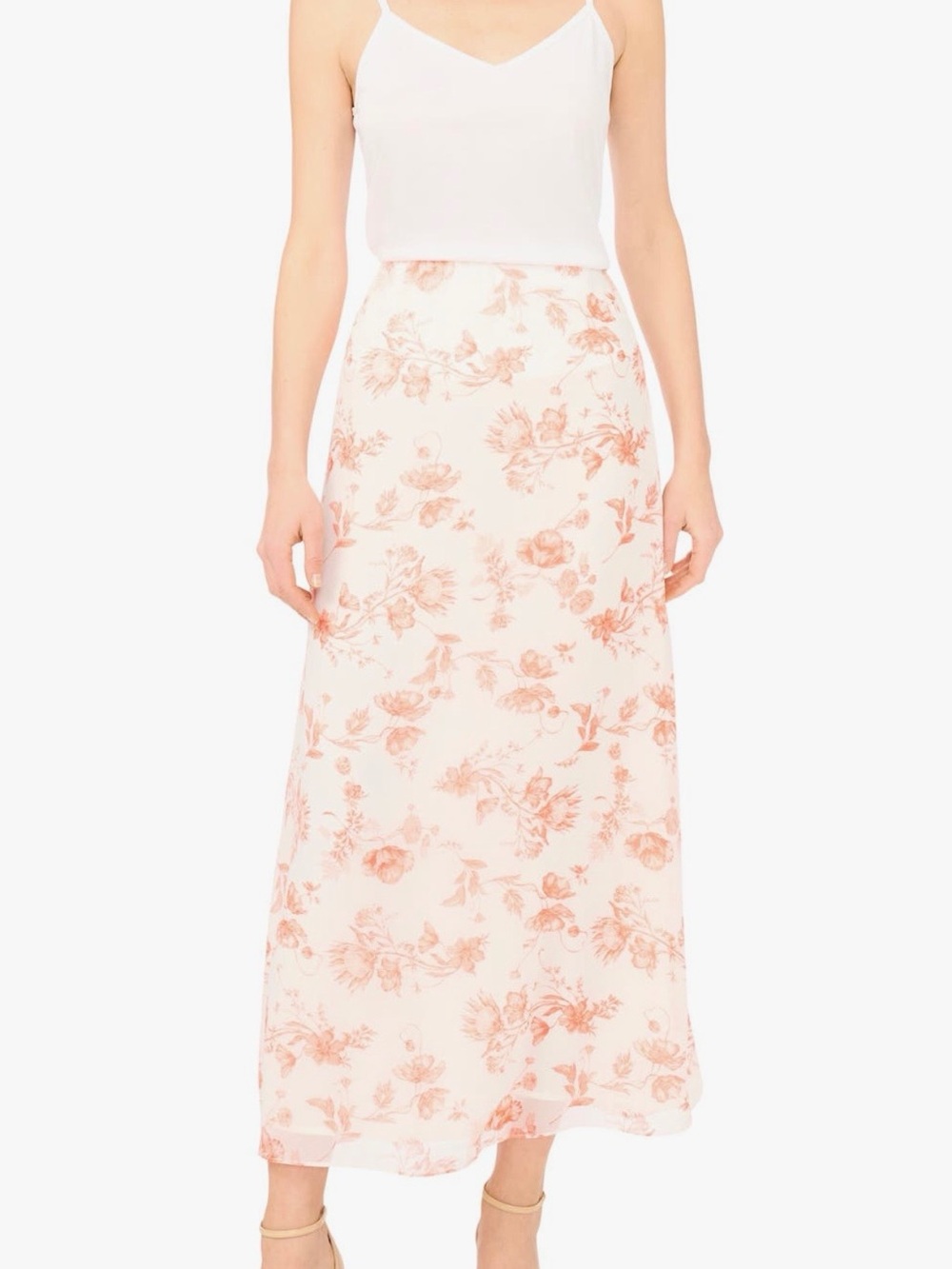 NWT Ted Baker London flowy romantic orange midi chiffon skirt